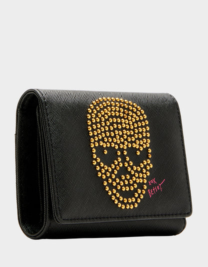 SKULL BOSS TRIFOLD WALLET BLACK - HANDBAGS - Betsey Johnson