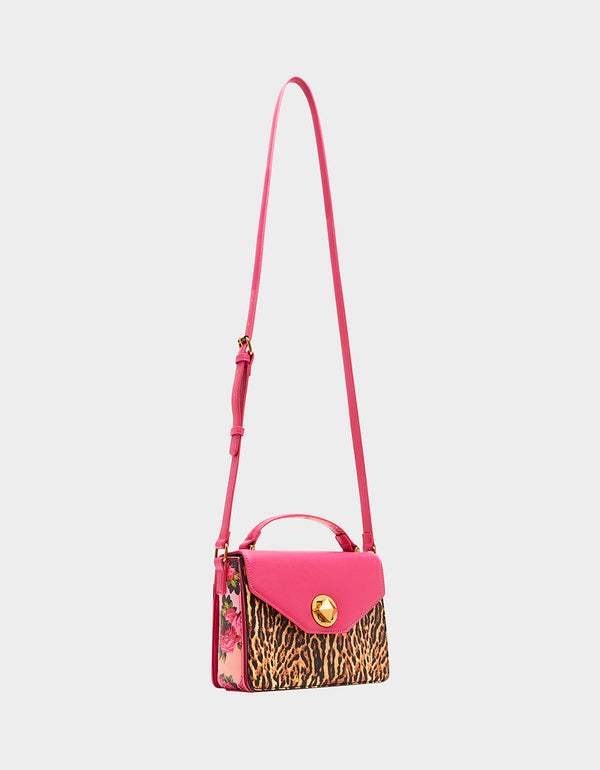 COCKTAIL TIME FLAP TOP HANDLE PINK MULTI - HANDBAGS - Betsey Johnson