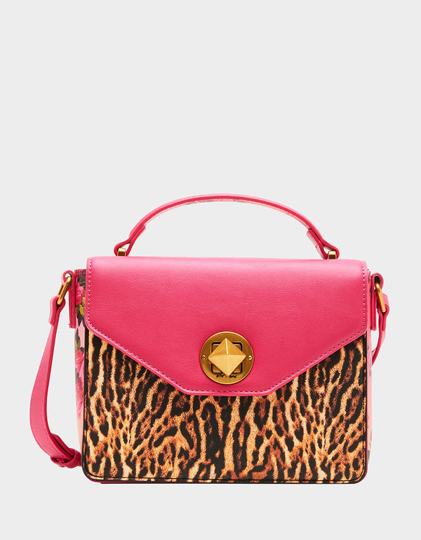 COCKTAIL TIME FLAP TOP HANDLE PINK MULTI - HANDBAGS - Betsey Johnson