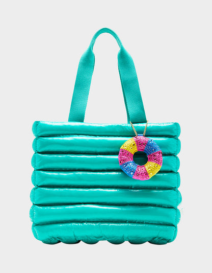 THAR SHE BLOWS WET NYLON TOTE TURQUOISE - HANDBAGS - Betsey Johnson