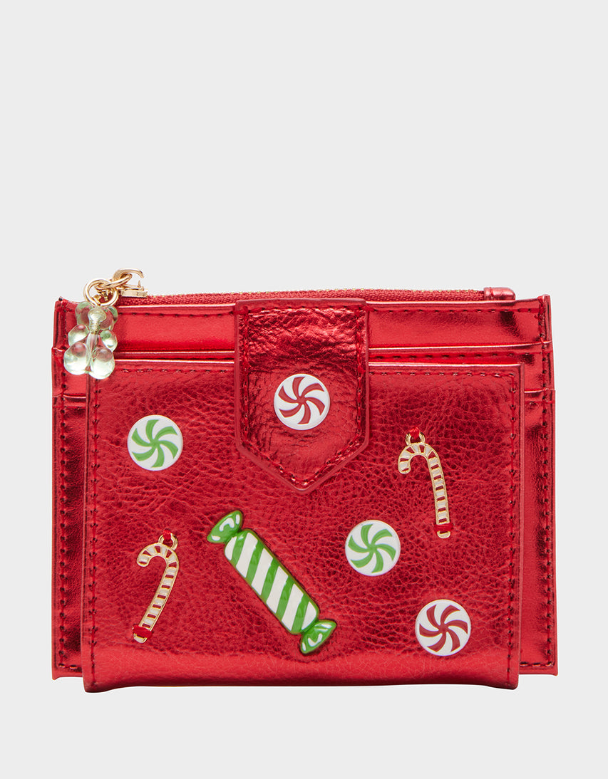 HOLIDAY CANDY BIFOLD WALLET RED - HANDBAGS - Betsey Johnson