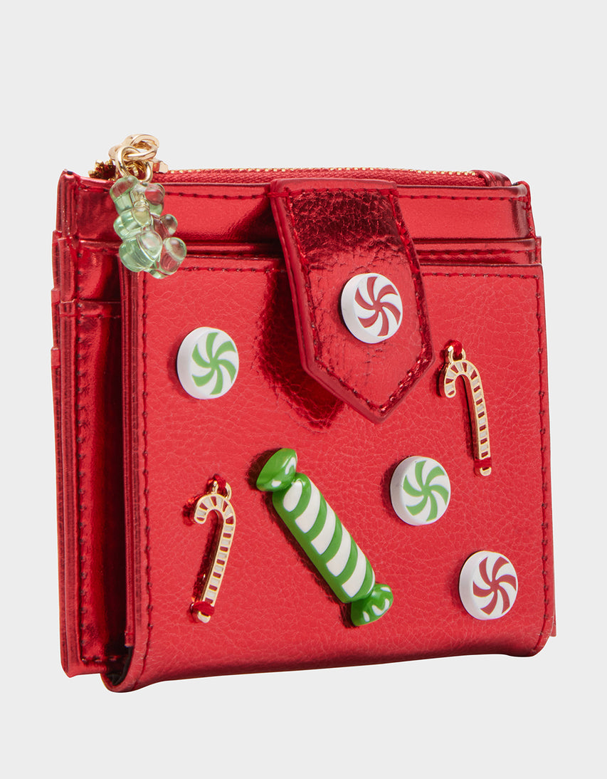 HOLIDAY CANDY BIFOLD WALLET RED - HANDBAGS - Betsey Johnson