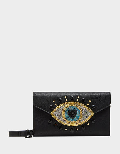 EVIL EYE WALLET ON A CHAIN BLACK - HANDBAGS - Betsey Johnson