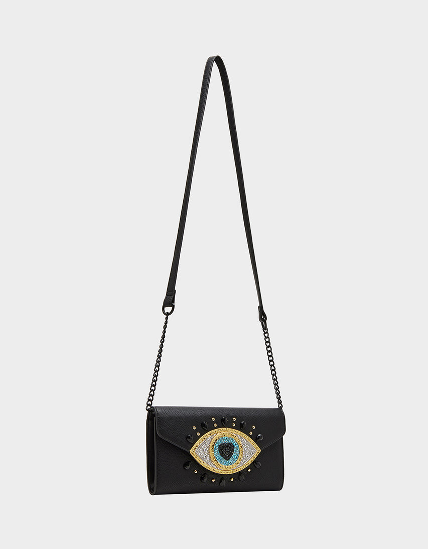 EVIL EYE WALLET ON A CHAIN BLACK - HANDBAGS - Betsey Johnson