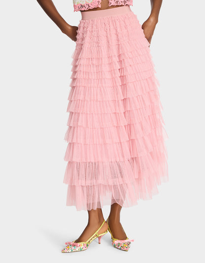 COLETTE TULLE MAXI SKIRT PINK - APPAREL - Betsey Johnson