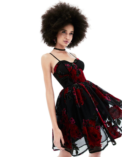 LUCIA MINI DRESS RED MULTI - APPAREL - Betsey Johnson