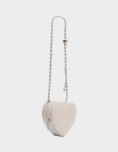 PEARL HEART SPARKLER CROSSBODY SILVER - HANDBAGS - Betsey Johnson