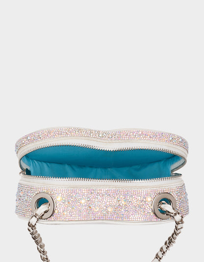 PEARL HEART SPARKLER CROSSBODY SILVER - HANDBAGS - Betsey Johnson