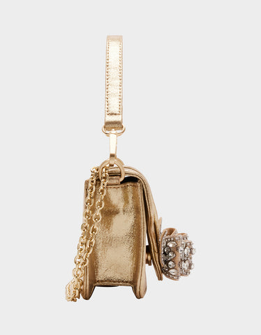 Dolce & Gabbana Devotion Bag In Gold Rhinestone & Chain