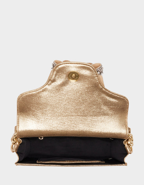 3D BOW FLAP BAG GOLD - HANDBAGS - Betsey Johnson