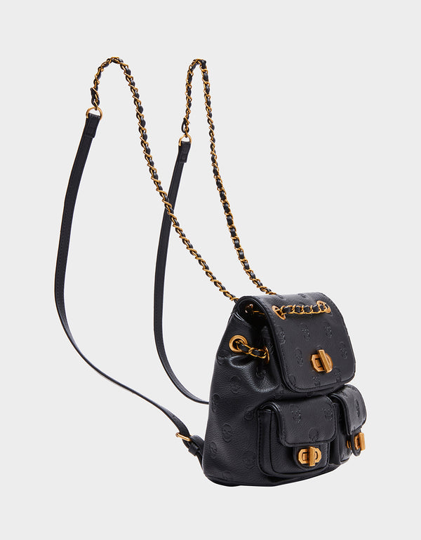 Leather Mini Backpack in Black