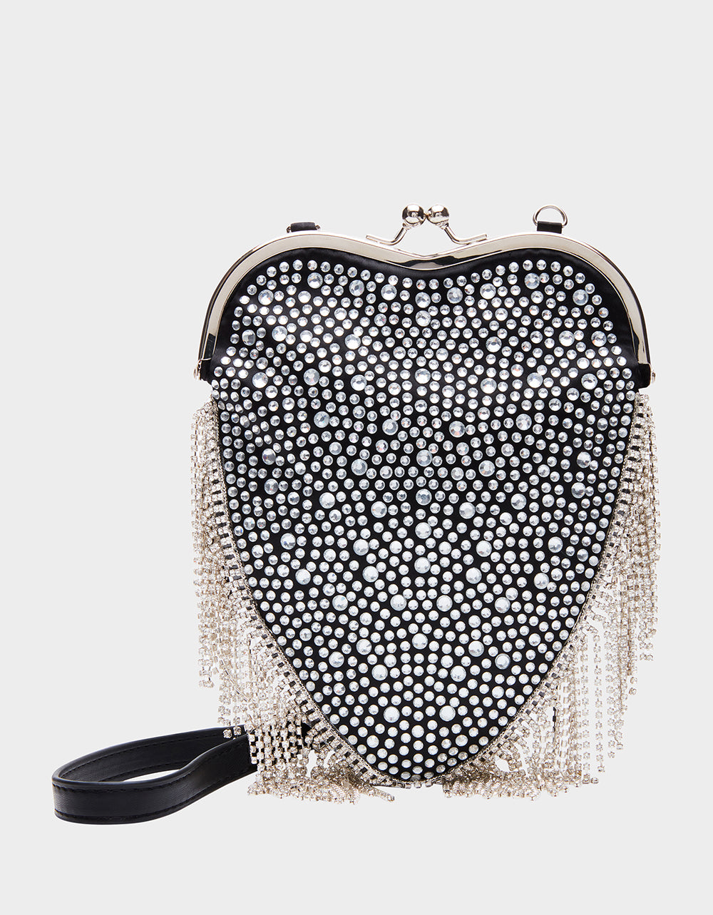 FRINGE HEART BAG BLACK - HANDBAGS - Betsey Johnson