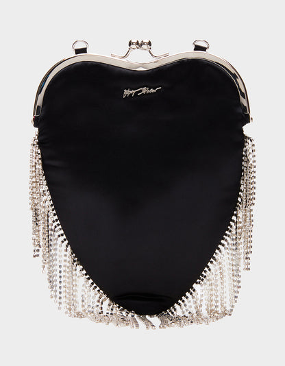FRINGE HEART BAG BLACK - HANDBAGS - Betsey Johnson