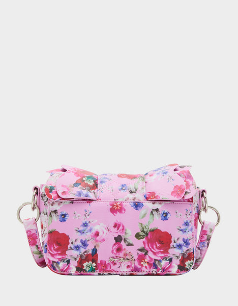 FLIGHTS OF FANCY RUFFLE PINK FLORAL - HANDBAGS - Betsey Johnson