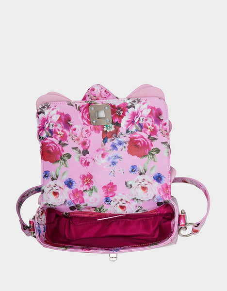 FLIGHTS OF FANCY RUFFLE PINK FLORAL - HANDBAGS - Betsey Johnson