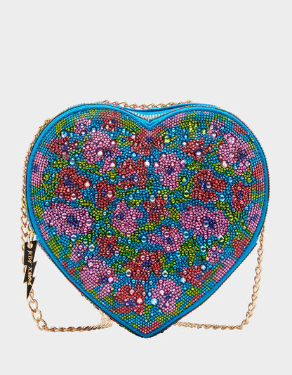 STONE HEART CONVERTIBLE BAG BLUE - HANDBAGS - Betsey Johnson