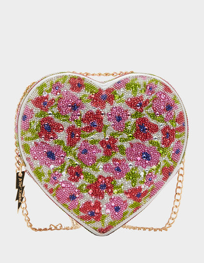 STONE HEART CONVERTIBLE BAG CREAM - HANDBAGS - Betsey Johnson