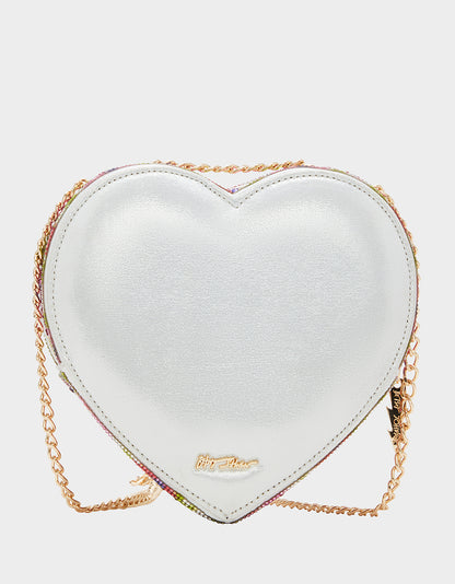 STONE HEART CONVERTIBLE BAG CREAM - HANDBAGS - Betsey Johnson