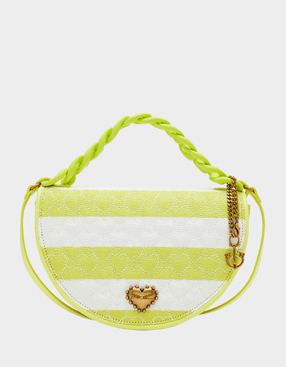 NAUTI-GAL HALF MOON RAFFIA FLAP CITRON - HANDBAGS - Betsey Johnson