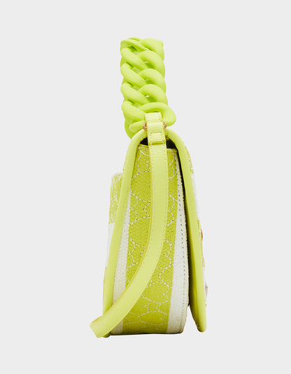 NAUTI-GAL HALF MOON RAFFIA FLAP CITRON - HANDBAGS - Betsey Johnson