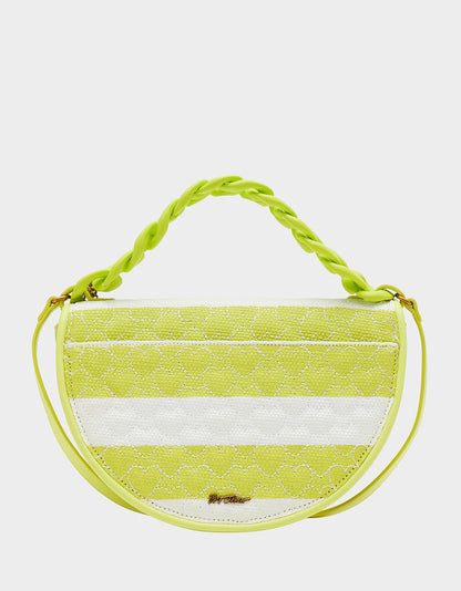 NAUTI-GAL HALF MOON RAFFIA FLAP CITRON - HANDBAGS - Betsey Johnson