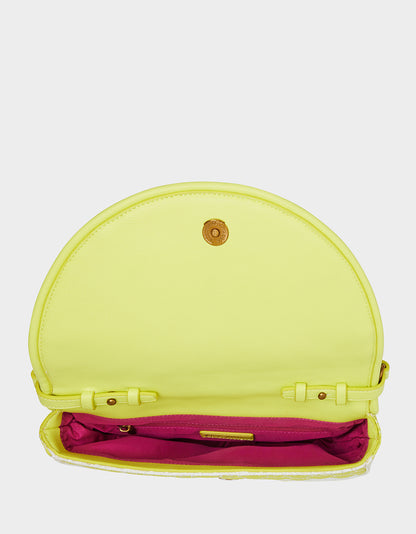 NAUTI-GAL HALF MOON RAFFIA FLAP CITRON - HANDBAGS - Betsey Johnson