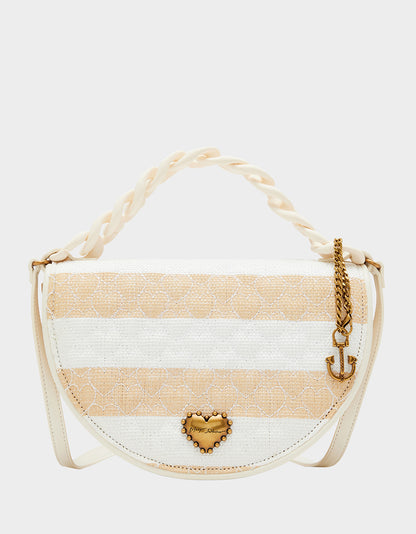 NAUTI-GAL HALF MOON RAFFIA FLAP NATURAL - HANDBAGS - Betsey Johnson