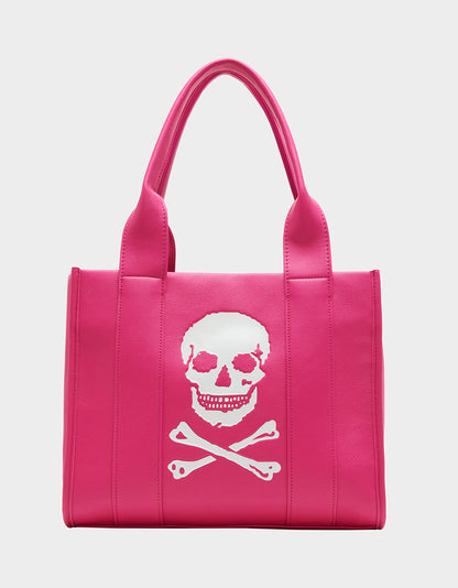 SKULLY DEBOSS TOTE PINK - HANDBAGS - Betsey Johnson