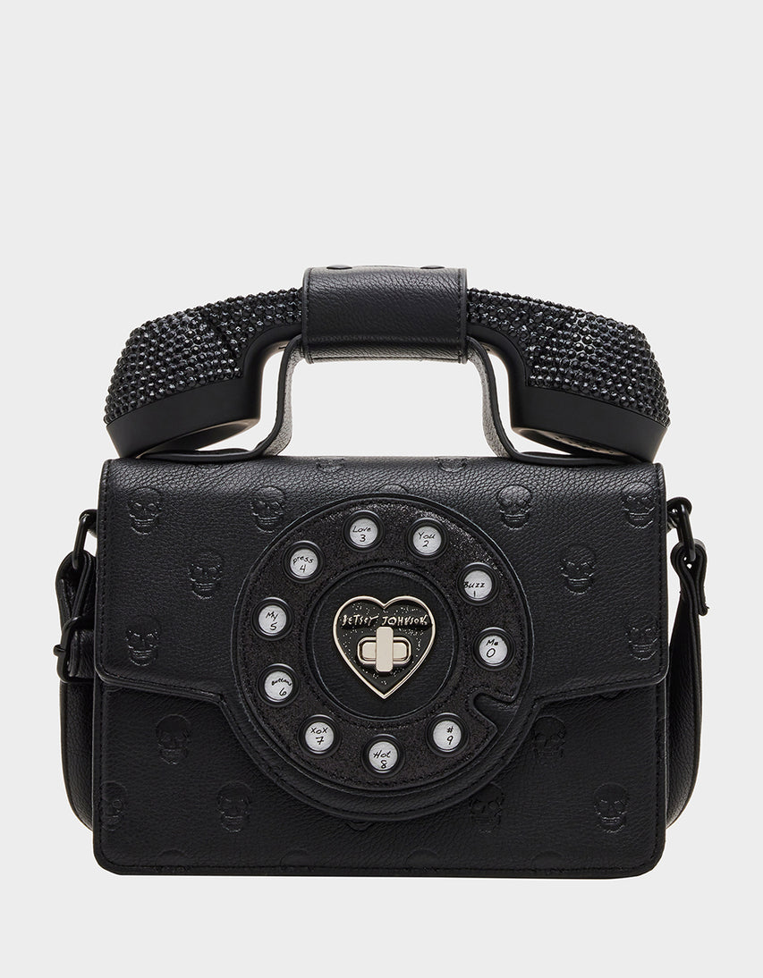 KITSCH SKULLICIOUS PHONE BAG BLACK - HANDBAGS - Betsey Johnson