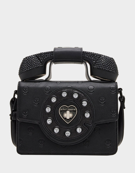 KITSCH SKULLICIOUS PHONE BAG BLACK - HANDBAGS - Betsey Johnson