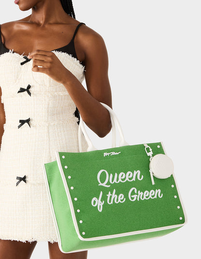 QUEEN OF THE GREEN CANVAS TOTE GREEN - HANDBAGS - Betsey Johnson