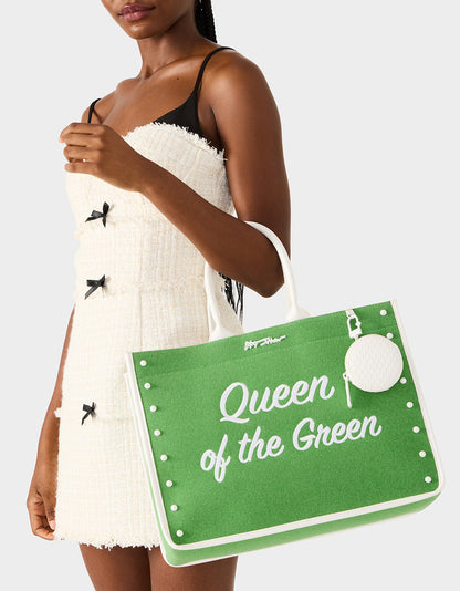 QUEEN OF THE GREEN CANVAS TOTE GREEN - HANDBAGS - Betsey Johnson