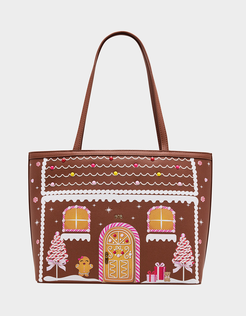 BAKING SPIRITS BRIGHT TOTE BROWN - HANDBAGS - Betsey Johnson