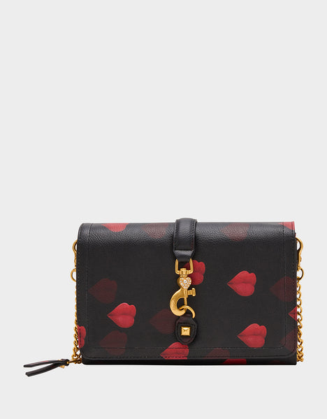 KISSES WALLET ON CHAIN BLACK/MULTI Women's Valentine's Day Lip