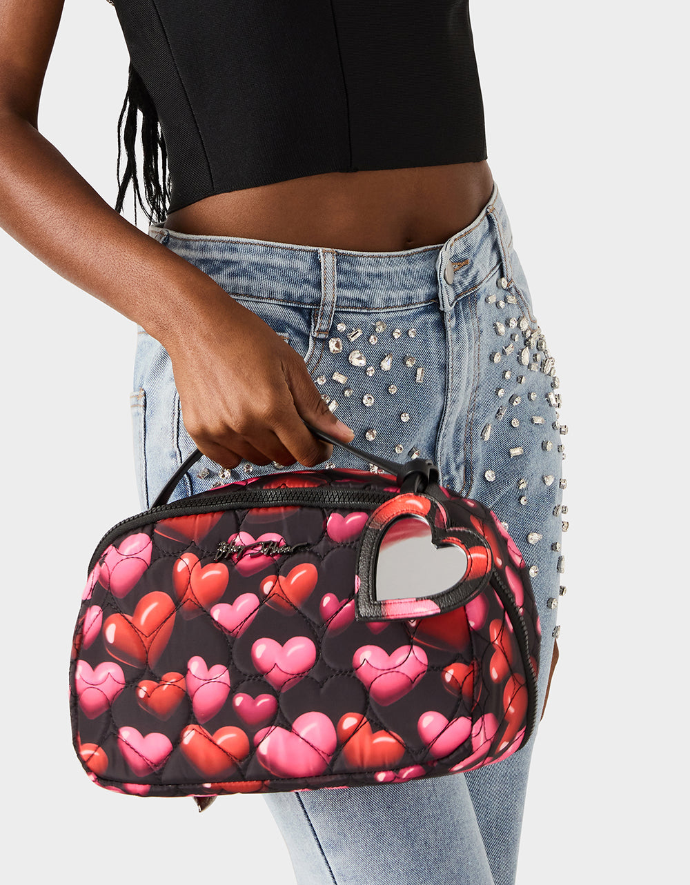 LOAF COSMETIC CASE WITH MIRROR BLACK/MULTI - HANDBAGS - Betsey Johnson