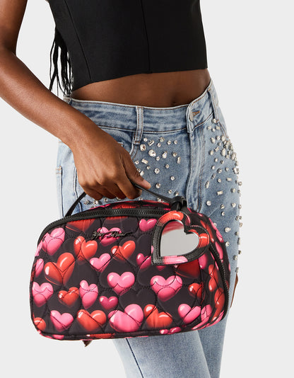 LOAF COSMETIC CASE WITH MIRROR BLACK/MULTI - HANDBAGS - Betsey Johnson