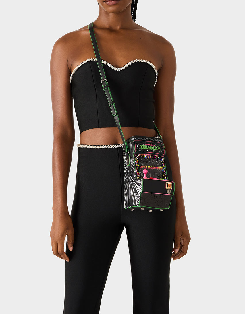 KITSCH SCORED! CROSSBODY BLACK/MULTI - HANDBAGS - Betsey Johnson