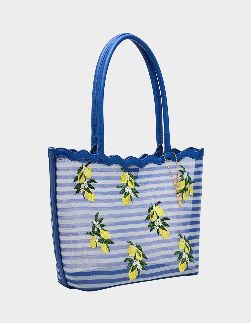 MESHIN AROUND TOTE BLUE/STRIPE - HANDBAGS - Betsey Johnson