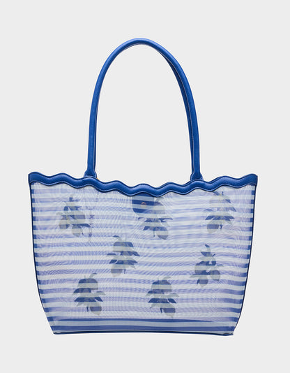 MESHIN AROUND TOTE BLUE/STRIPE - HANDBAGS - Betsey Johnson