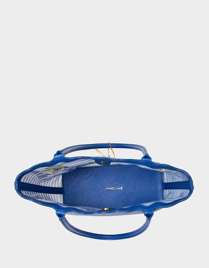 MESHIN AROUND TOTE BLUE/STRIPE - HANDBAGS - Betsey Johnson