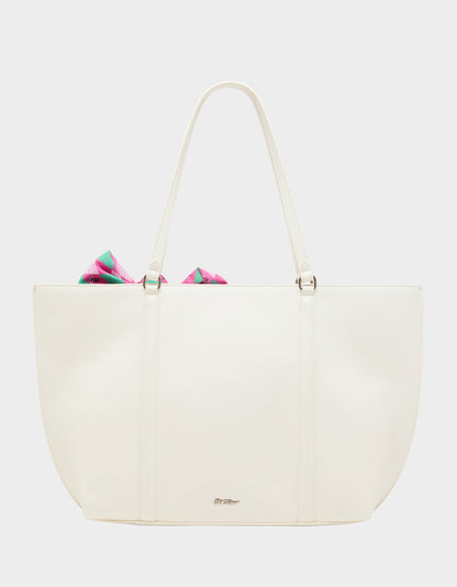 ROSEBUD TOTE CREAM - HANDBAGS - Betsey Johnson