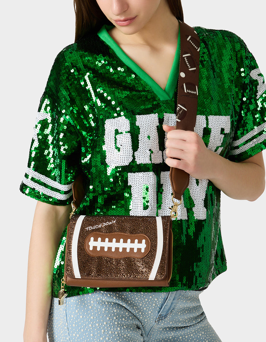 BLITZ & GLITZ WALLET ON CHAIN BROWN - HANDBAGS - Betsey Johnson