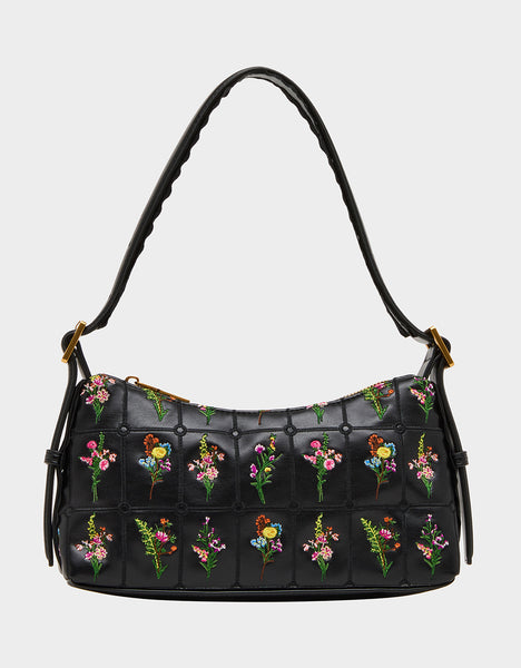 【美品】JOKERDZEROultimateModel B.BEG-B PRAIRIE Black/Multi Embroidered Flowers Women's Shoulder Bag