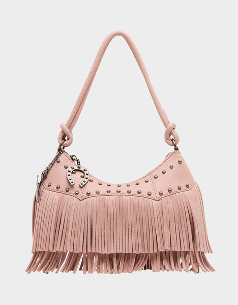 FRINGE Benefits Blush Studded Fringe Charms Women's Shoulder Bag