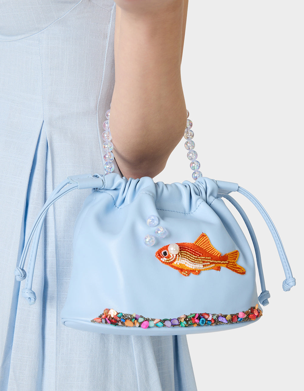HOOKED ON YOU Blue Fish Embellished Pearls Women's Crossbody