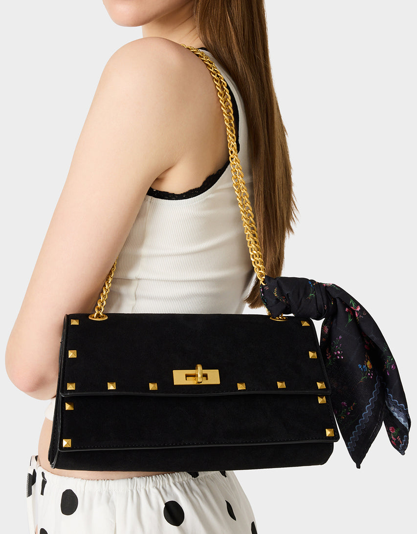 FLAP SHOULDER BLACK - HANDBAGS - Betsey Johnson