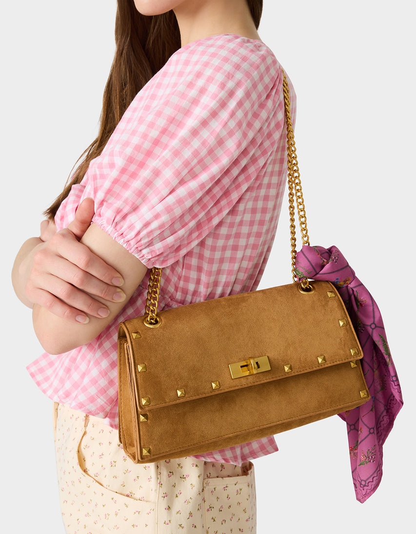 FLAP SHOULDER TAN - HANDBAGS - Betsey Johnson