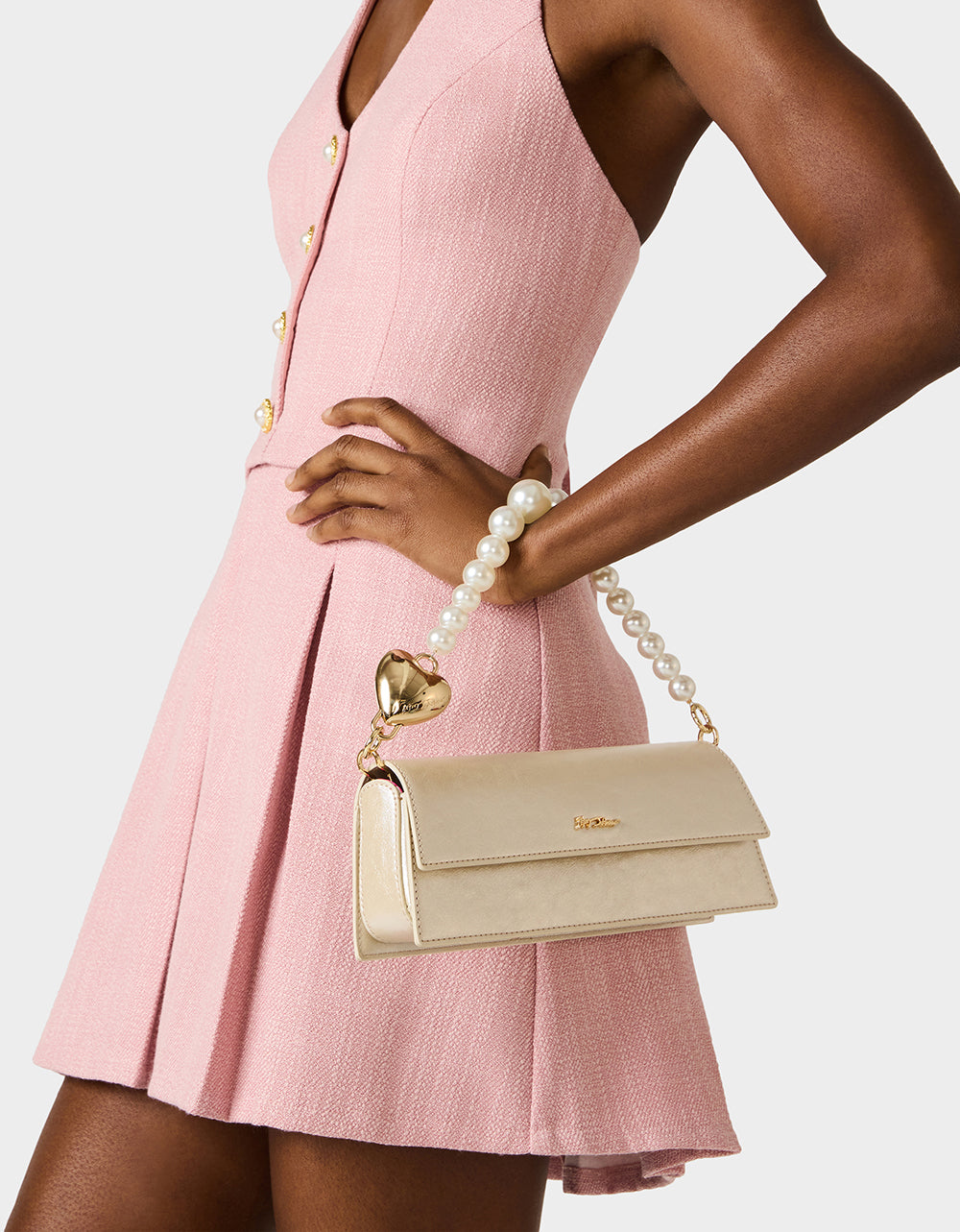 E/W FLAP IVORY Pearl Gold Heart Women's Shoulder Bag – Betsey Johnson