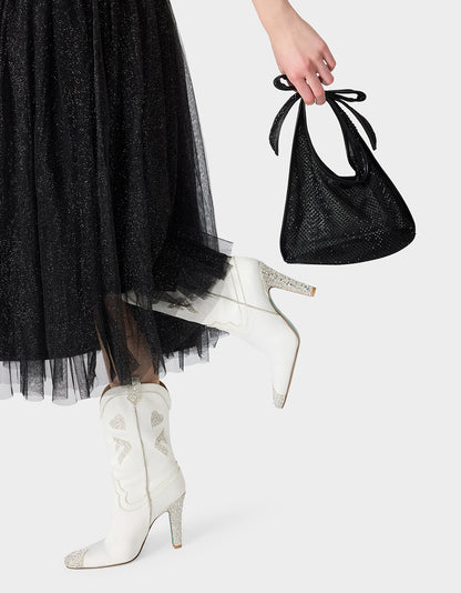 BOW MINI MESH TOTE BLACK - HANDBAGS - Betsey Johnson
