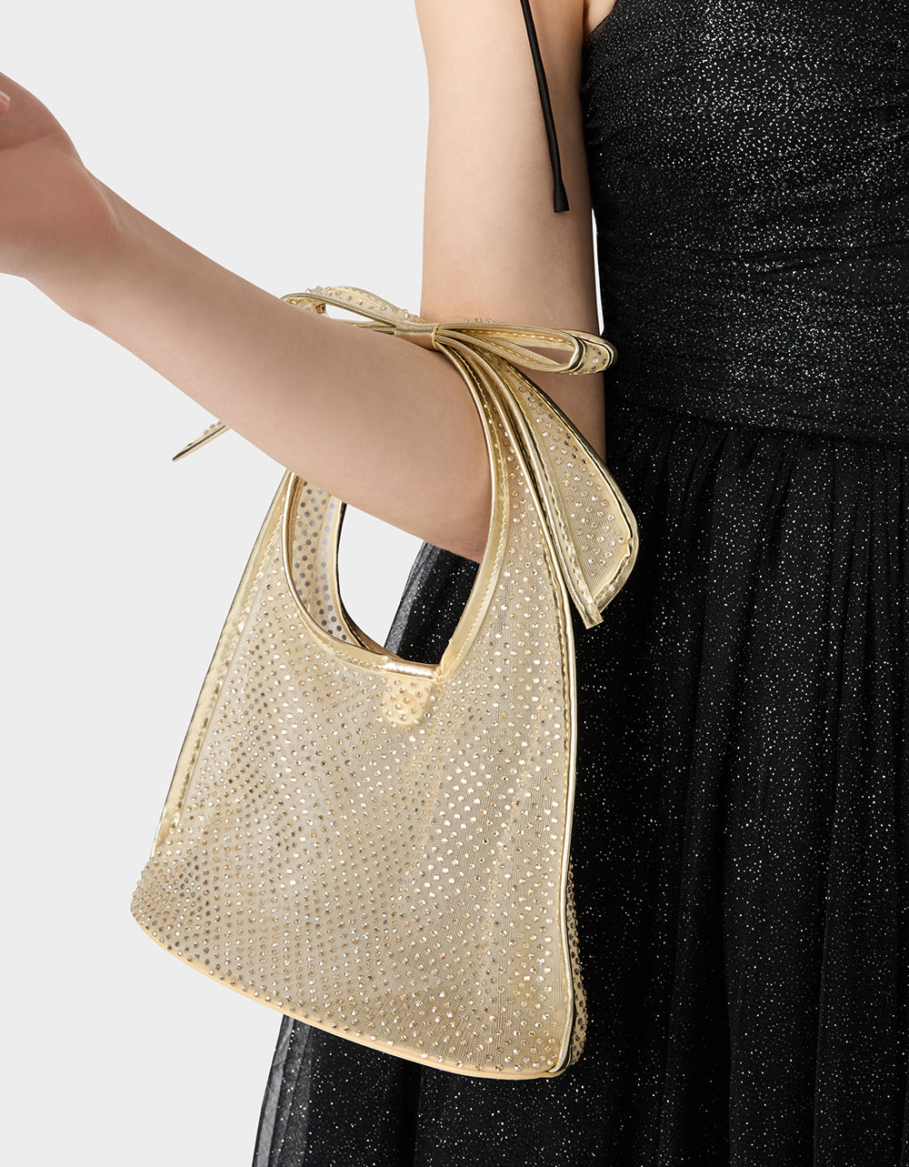 BOW MINI MESH TOTE GOLD - HANDBAGS - Betsey Johnson - view 2